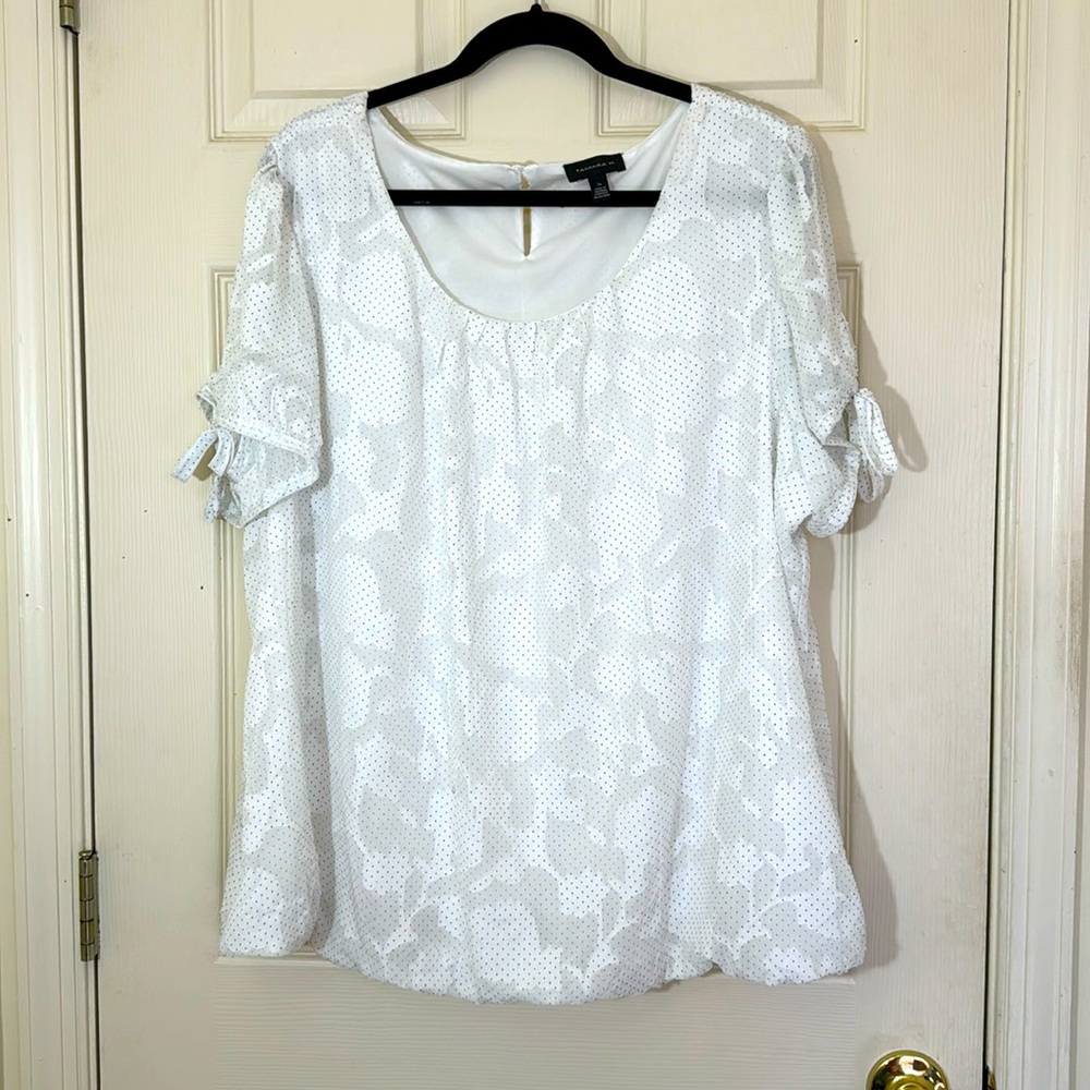 TAHARI Women’s White Polka Dots Tops Plus Size 3X